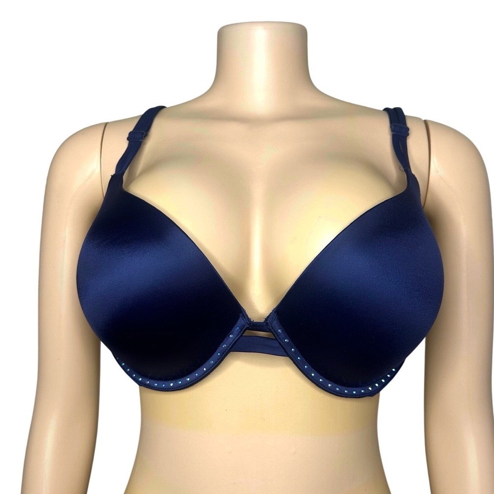 Victoria's Secret Very Sexy Push Up Bra Size 40C Blue Rhinestone Embellished